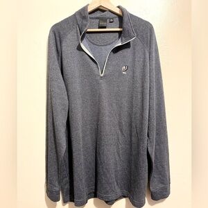 Men's Dunning Golf Gray/Heathered Blue Quarter Zip Logo Sweater Sweatshirt XXL